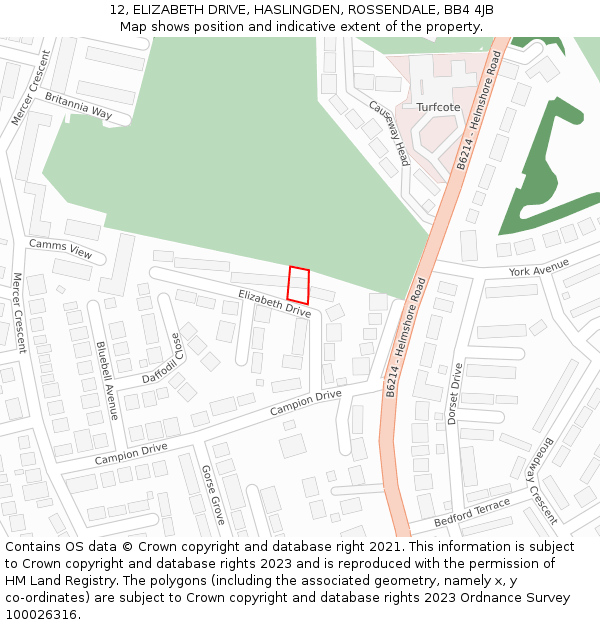 12, ELIZABETH DRIVE, HASLINGDEN, ROSSENDALE, BB4 4JB: Location map and indicative extent of plot