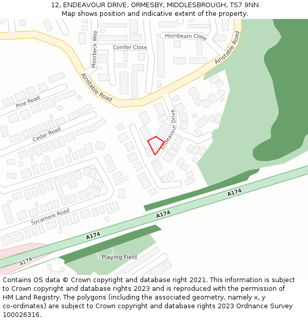 12, ENDEAVOUR DRIVE, ORMESBY, MIDDLESBROUGH, TS7 9NN: Location map and indicative extent of plot