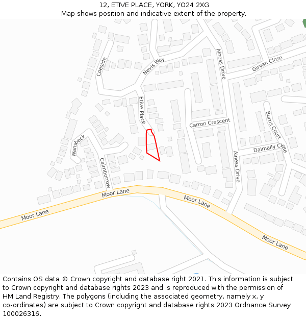 12, ETIVE PLACE, YORK, YO24 2XG: Location map and indicative extent of plot