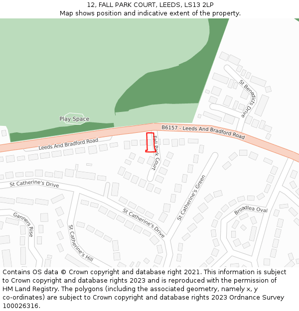 12, FALL PARK COURT, LEEDS, LS13 2LP: Location map and indicative extent of plot