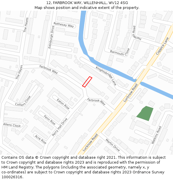 12, FARBROOK WAY, WILLENHALL, WV12 4SG: Location map and indicative extent of plot