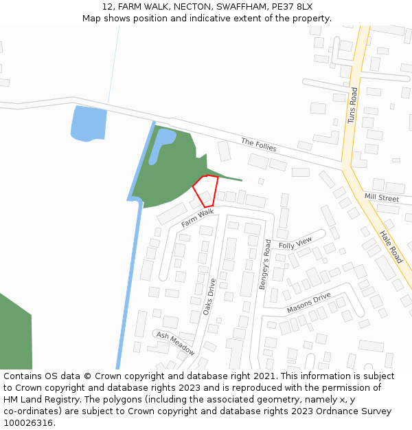12, FARM WALK, NECTON, SWAFFHAM, PE37 8LX: Location map and indicative extent of plot