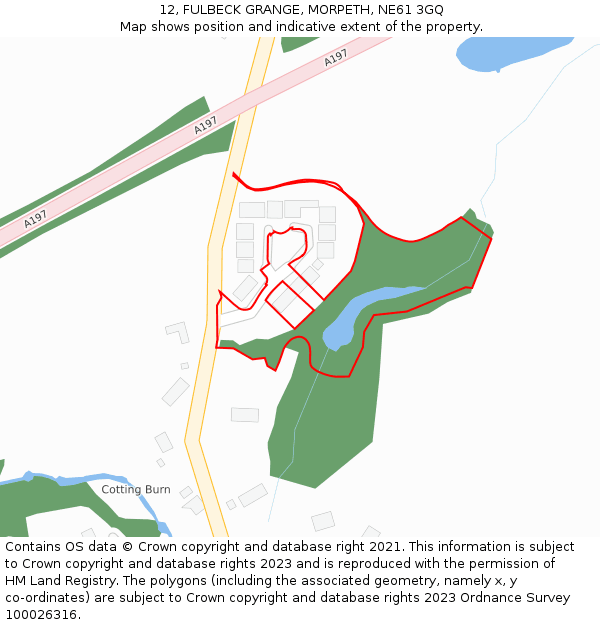 12, FULBECK GRANGE, MORPETH, NE61 3GQ: Location map and indicative extent of plot