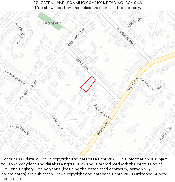 12, GREEN LANE, SONNING COMMON, READING, RG4 9NA: Location map and indicative extent of plot