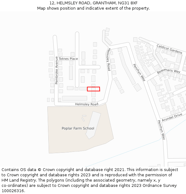 12, HELMSLEY ROAD, GRANTHAM, NG31 8XF: Location map and indicative extent of plot