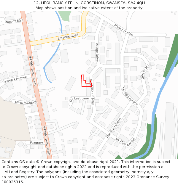 12, HEOL BANC Y FELIN, GORSEINON, SWANSEA, SA4 4QH: Location map and indicative extent of plot