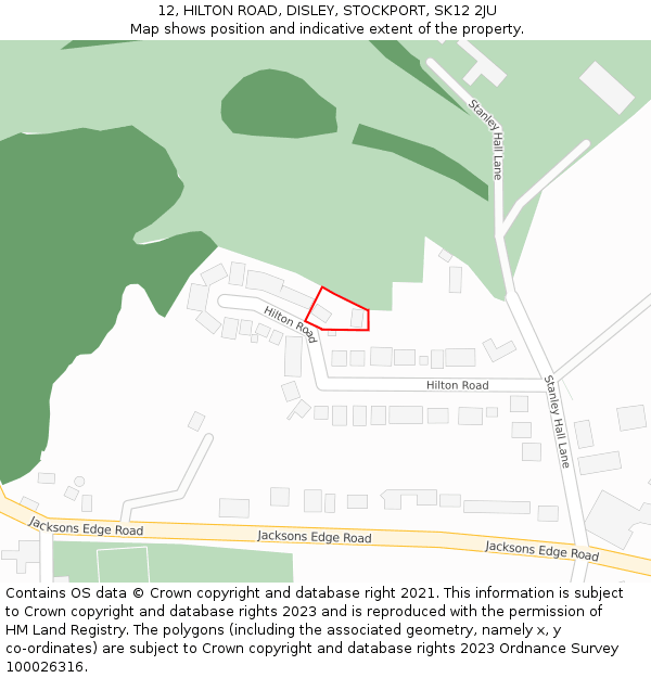 12, HILTON ROAD, DISLEY, STOCKPORT, SK12 2JU: Location map and indicative extent of plot