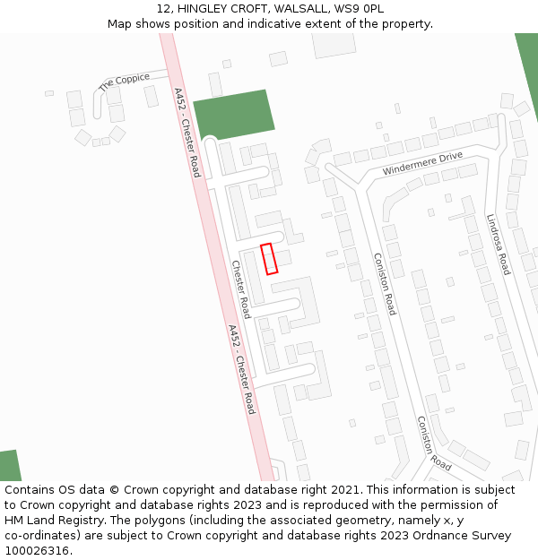 12, HINGLEY CROFT, WALSALL, WS9 0PL: Location map and indicative extent of plot