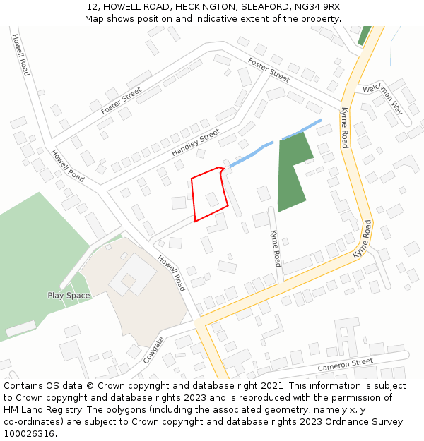 12, HOWELL ROAD, HECKINGTON, SLEAFORD, NG34 9RX: Location map and indicative extent of plot