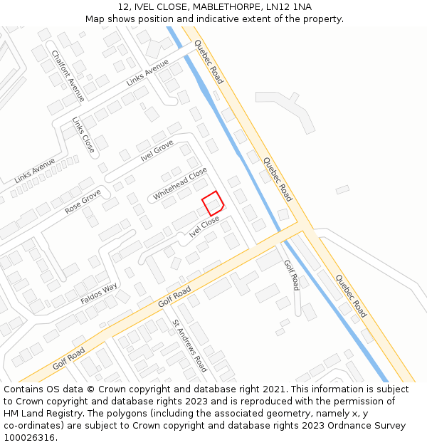 12, IVEL CLOSE, MABLETHORPE, LN12 1NA: Location map and indicative extent of plot