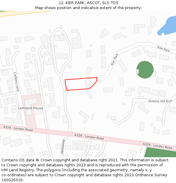 12, KIER PARK, ASCOT, SL5 7DS: Location map and indicative extent of plot