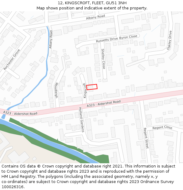 12, KINGSCROFT, FLEET, GU51 3NH: Location map and indicative extent of plot