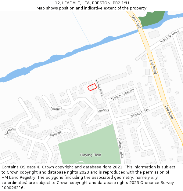 12, LEADALE, LEA, PRESTON, PR2 1YU: Location map and indicative extent of plot