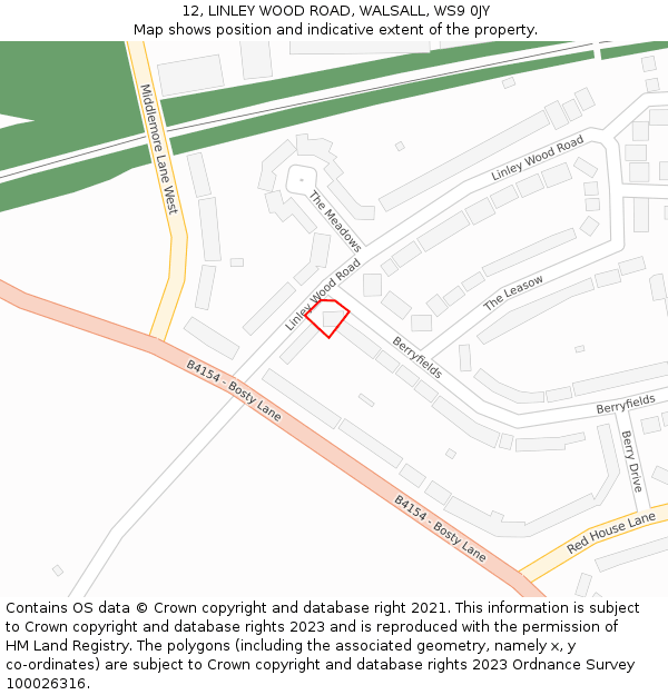 12, LINLEY WOOD ROAD, WALSALL, WS9 0JY: Location map and indicative extent of plot