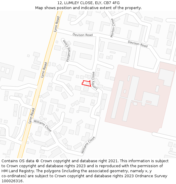 12, LUMLEY CLOSE, ELY, CB7 4FG: Location map and indicative extent of plot