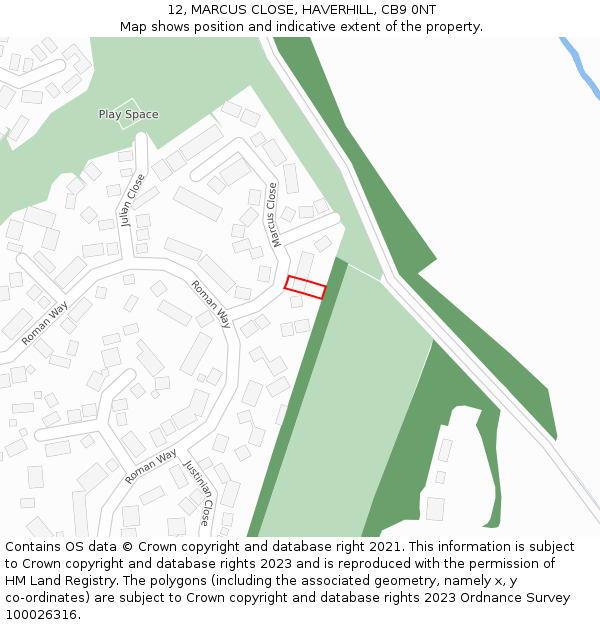 12, MARCUS CLOSE, HAVERHILL, CB9 0NT: Location map and indicative extent of plot