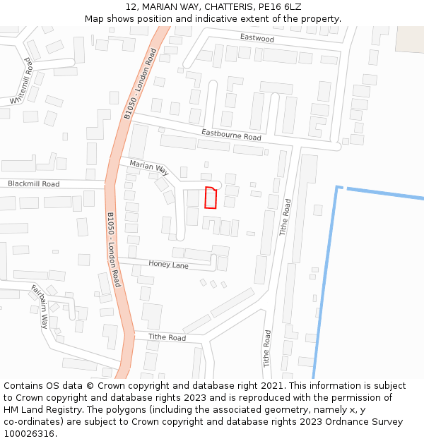 12, MARIAN WAY, CHATTERIS, PE16 6LZ: Location map and indicative extent of plot