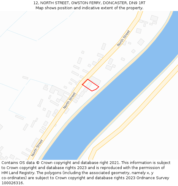 12, NORTH STREET, OWSTON FERRY, DONCASTER, DN9 1RT: Location map and indicative extent of plot