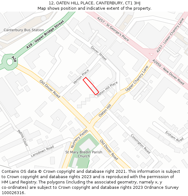 12, OATEN HILL PLACE, CANTERBURY, CT1 3HJ: Location map and indicative extent of plot