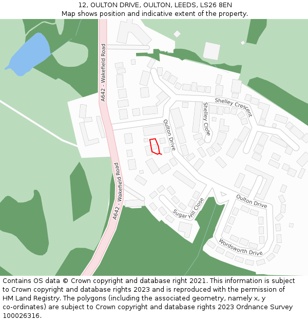 12, OULTON DRIVE, OULTON, LEEDS, LS26 8EN: Location map and indicative extent of plot