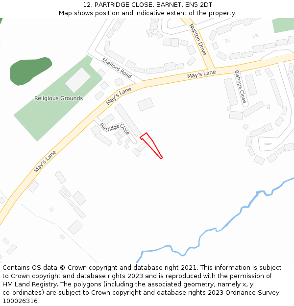 12, PARTRIDGE CLOSE, BARNET, EN5 2DT: Location map and indicative extent of plot