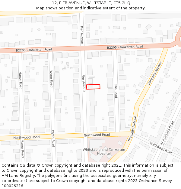 12, PIER AVENUE, WHITSTABLE, CT5 2HQ: Location map and indicative extent of plot