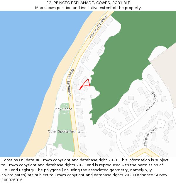 12, PRINCES ESPLANADE, COWES, PO31 8LE: Location map and indicative extent of plot