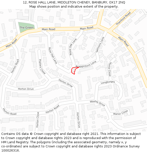 12, ROSE HALL LANE, MIDDLETON CHENEY, BANBURY, OX17 2NQ: Location map and indicative extent of plot