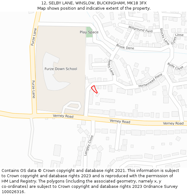 12, SELBY LANE, WINSLOW, BUCKINGHAM, MK18 3FX: Location map and indicative extent of plot