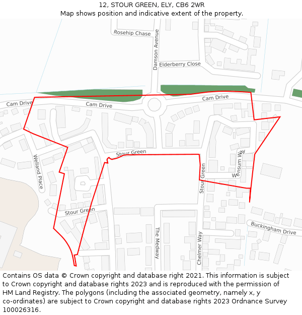 12, STOUR GREEN, ELY, CB6 2WR: Location map and indicative extent of plot