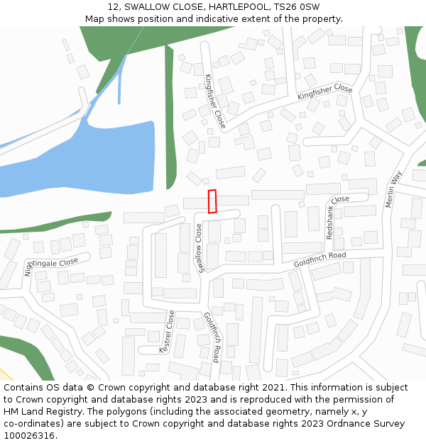 12, SWALLOW CLOSE, HARTLEPOOL, TS26 0SW: Location map and indicative extent of plot