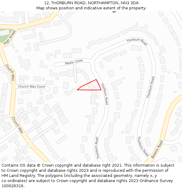 12, THORBURN ROAD, NORTHAMPTON, NN3 3DA: Location map and indicative extent of plot