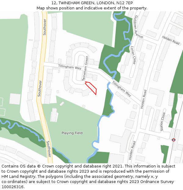 12, TWINEHAM GREEN, LONDON, N12 7EP: Location map and indicative extent of plot