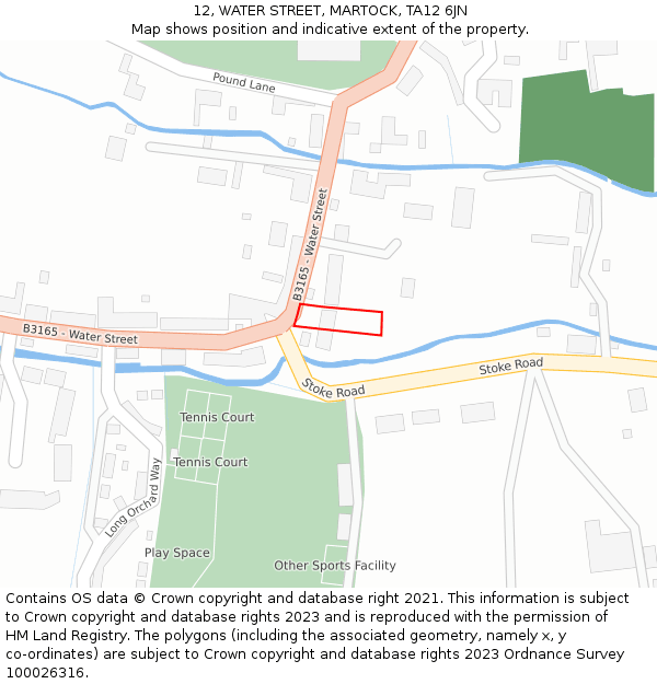 12, WATER STREET, MARTOCK, TA12 6JN: Location map and indicative extent of plot