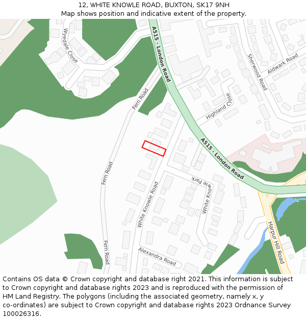 12, WHITE KNOWLE ROAD, BUXTON, SK17 9NH: Location map and indicative extent of plot