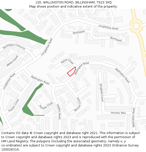 120, WALLINGTON ROAD, BILLINGHAM, TS23 3XQ: Location map and indicative extent of plot