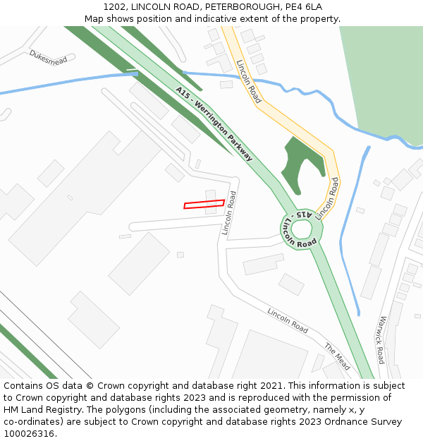 1202, LINCOLN ROAD, PETERBOROUGH, PE4 6LA: Location map and indicative extent of plot