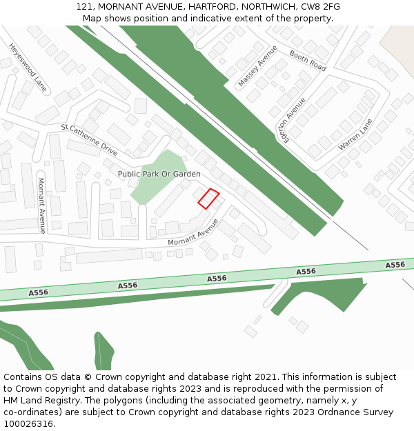 121, MORNANT AVENUE, HARTFORD, NORTHWICH, CW8 2FG: Location map and indicative extent of plot