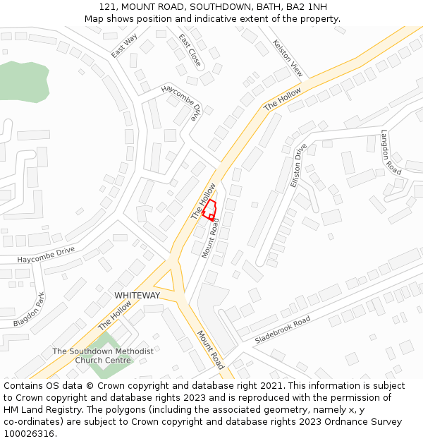 121, MOUNT ROAD, SOUTHDOWN, BATH, BA2 1NH: Location map and indicative extent of plot