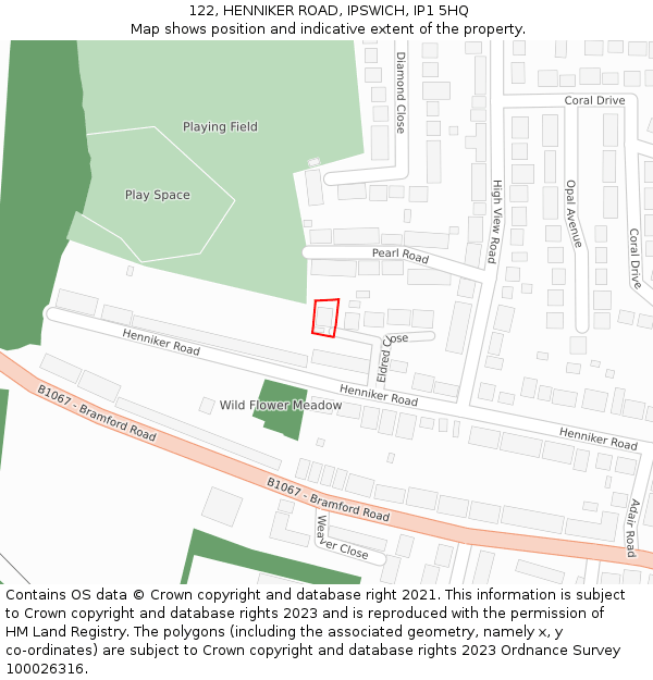 122, HENNIKER ROAD, IPSWICH, IP1 5HQ: Location map and indicative extent of plot