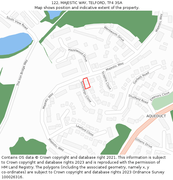 122, MAJESTIC WAY, TELFORD, TF4 3SA: Location map and indicative extent of plot