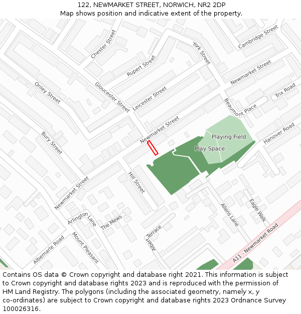 122, NEWMARKET STREET, NORWICH, NR2 2DP: Location map and indicative extent of plot