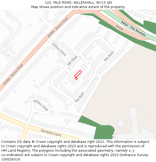 122, YALE ROAD, WILLENHALL, WV13 2JN: Location map and indicative extent of plot