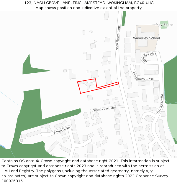 123, NASH GROVE LANE, FINCHAMPSTEAD, WOKINGHAM, RG40 4HG: Location map and indicative extent of plot