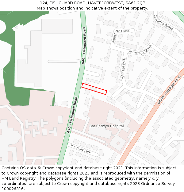 124, FISHGUARD ROAD, HAVERFORDWEST, SA61 2QB: Location map and indicative extent of plot