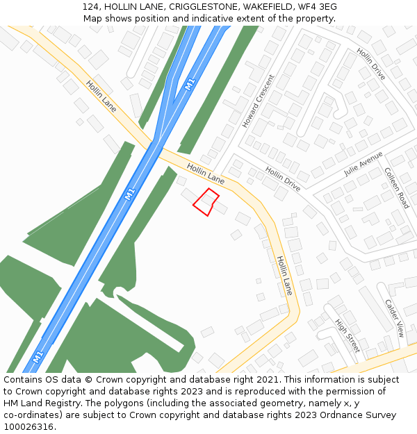 124, HOLLIN LANE, CRIGGLESTONE, WAKEFIELD, WF4 3EG: Location map and indicative extent of plot