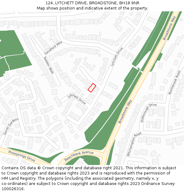 124, LYTCHETT DRIVE, BROADSTONE, BH18 9NR: Location map and indicative extent of plot