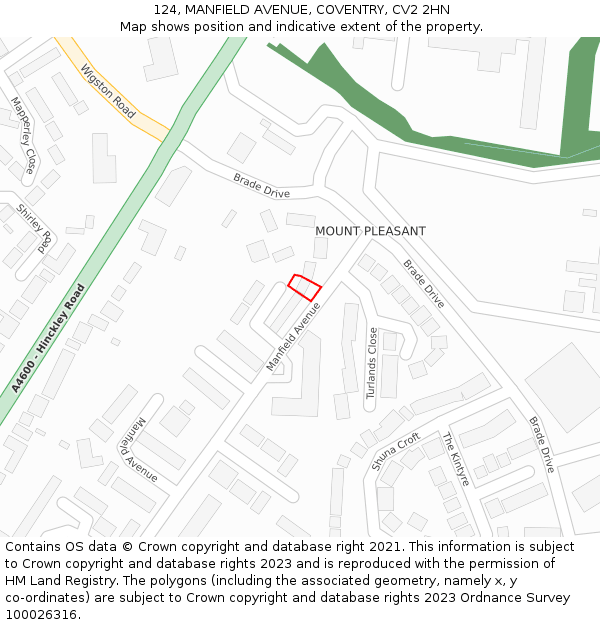 124, MANFIELD AVENUE, COVENTRY, CV2 2HN: Location map and indicative extent of plot