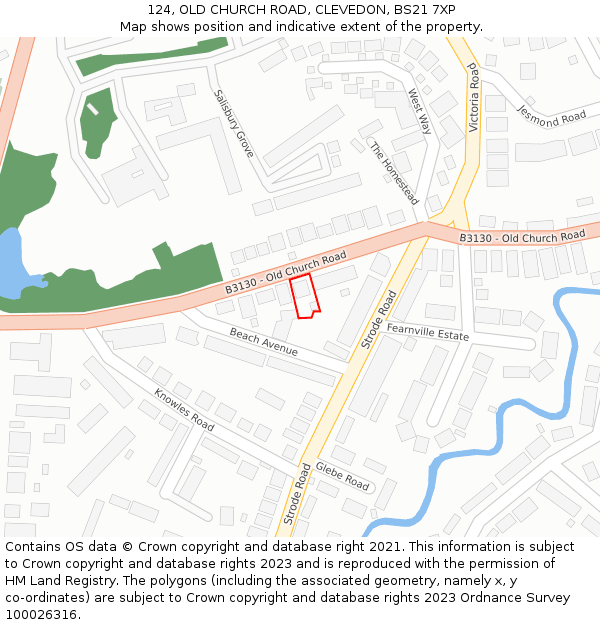 124, OLD CHURCH ROAD, CLEVEDON, BS21 7XP: Location map and indicative extent of plot