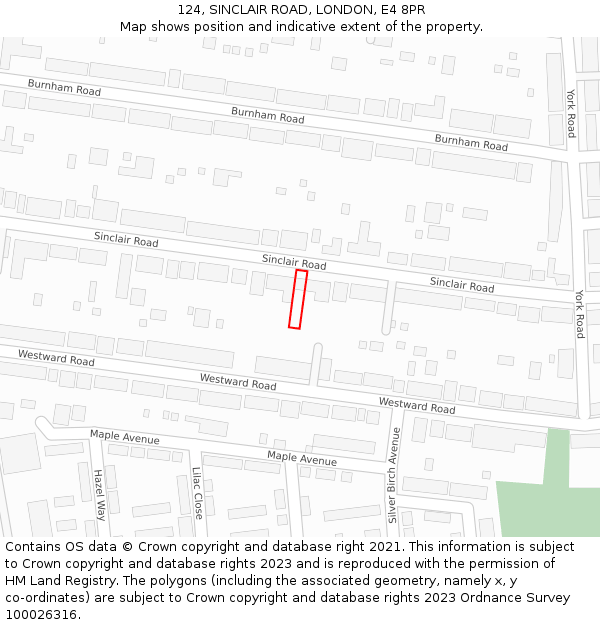 124, SINCLAIR ROAD, LONDON, E4 8PR: Location map and indicative extent of plot